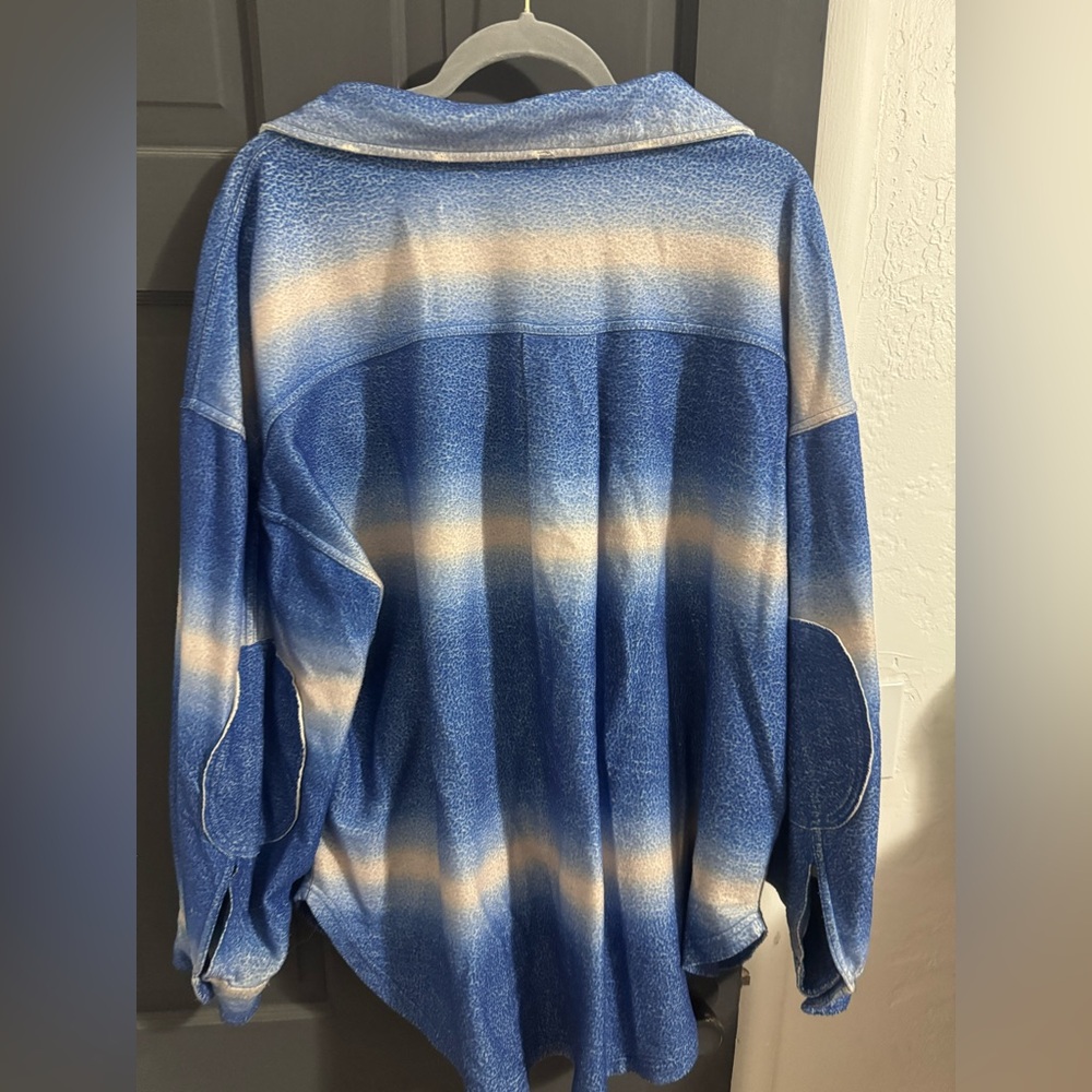 Free People Ruby Button Down Shacket, Ombre Blue … - image 5